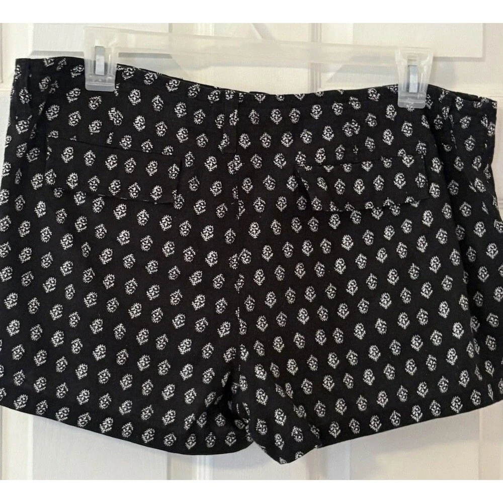 Gap Black Printed Pull On Shorts Womens 18 Linen Blend Drawstring Loose Fit